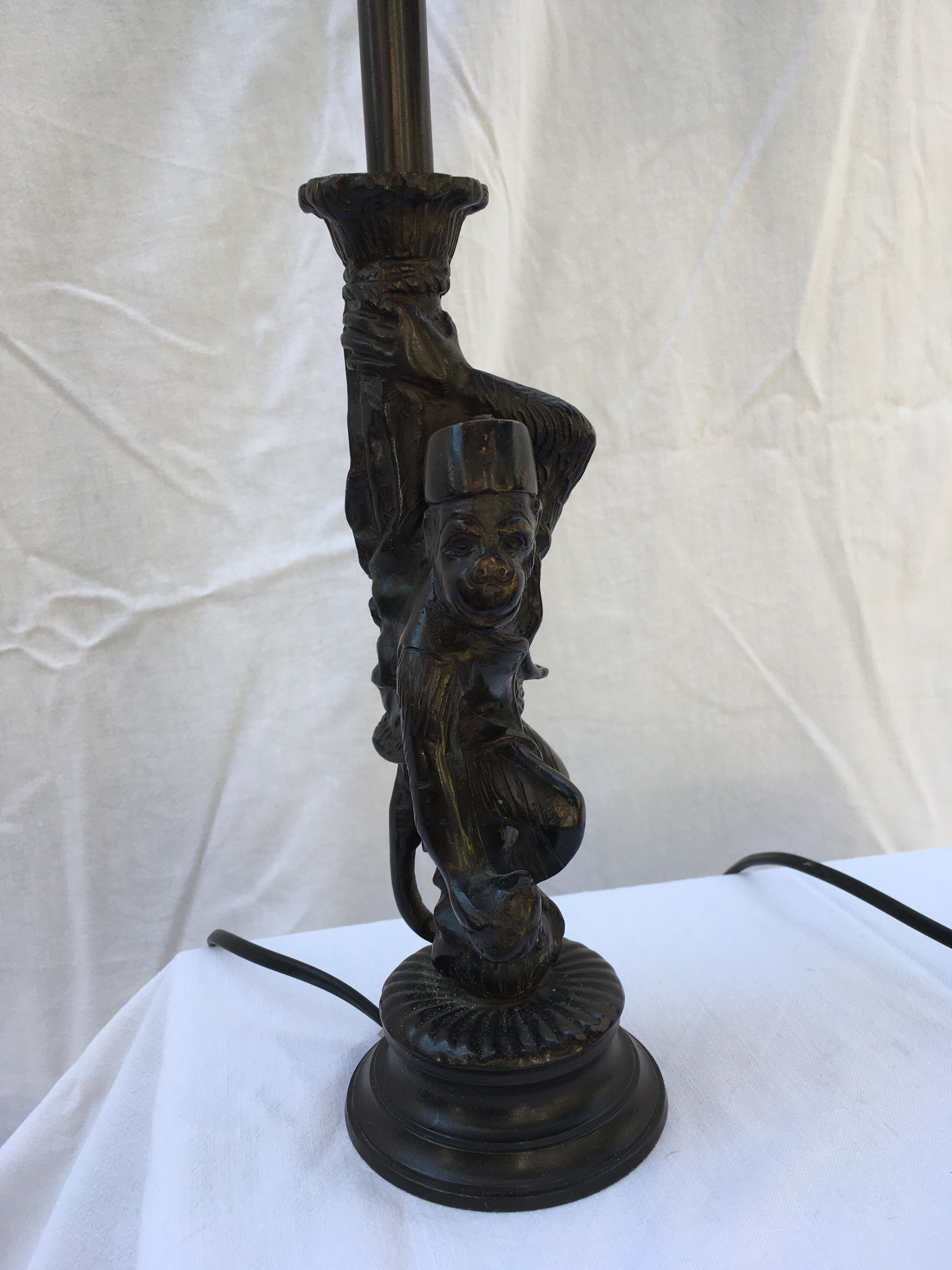 Colonial spirit bronze monkey bedside lamps