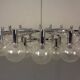 Large chromed spider Sputnik lamp with 24 hand-blown ice glass balls from Ott International, Germany, 1960s.