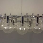 Large chromed spider Sputnik lamp with 24 hand-blown ice glass balls from Ott International, Germany, 1960s.