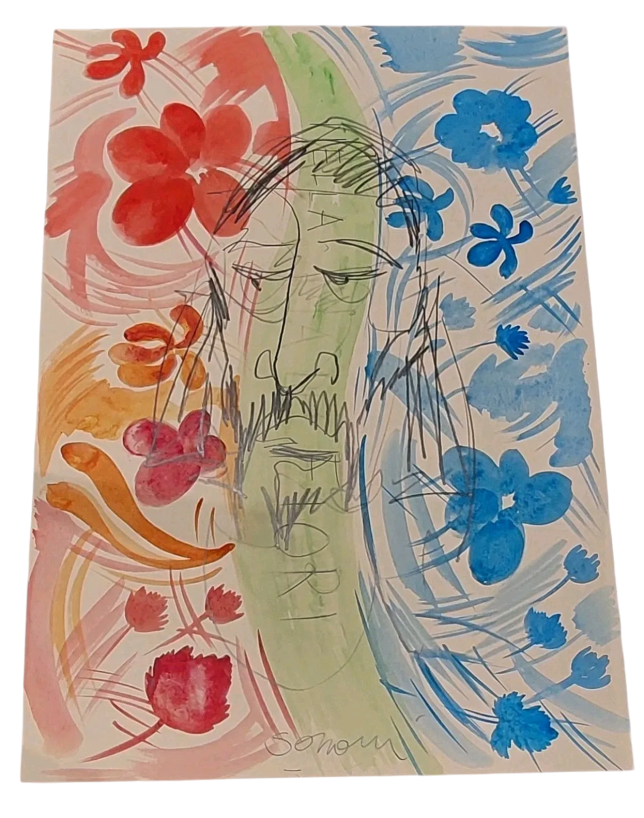 Watercolor by Pietro Soriani, pencil on paper, 2000s