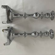 Large antique silver plated candlesticks, square base, pair, classic