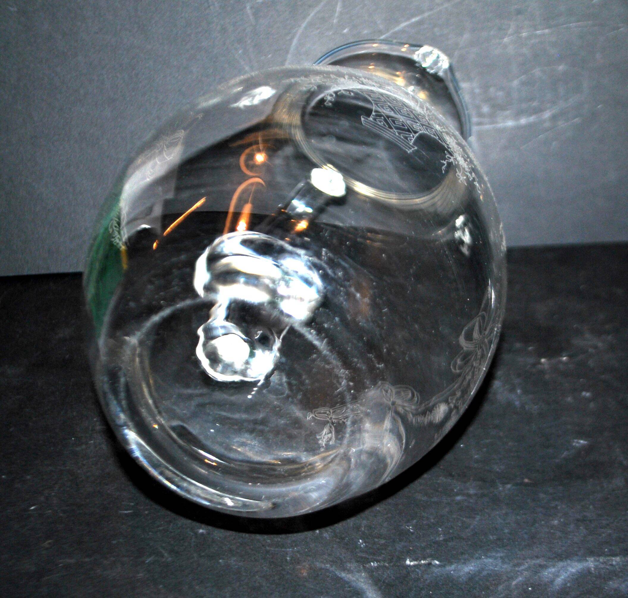 Antique Louis XVI ribbon basket carafe pitcher acid etching pantogravure