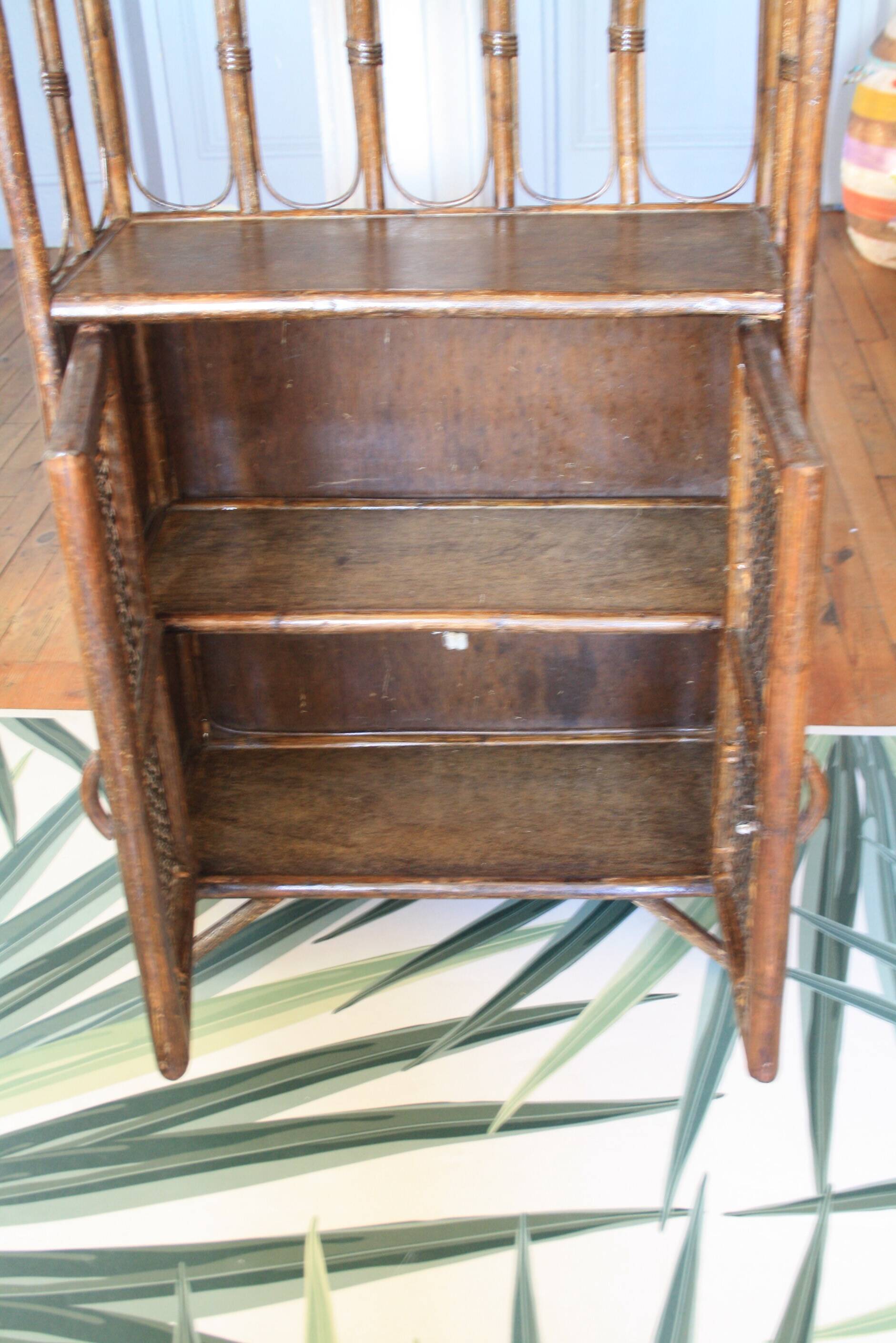 Rattan, cane and bamboo shelf/bookcase