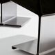 Pair of ottomans by Paul Geoffroy, brushed steel and alcantara, 1975