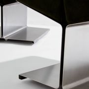 Pair of ottomans by Paul Geoffroy, brushed steel and alcantara, 1975