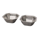 Pair of small vintage octagonal bowls in stainless steel, futuristic Italian style.