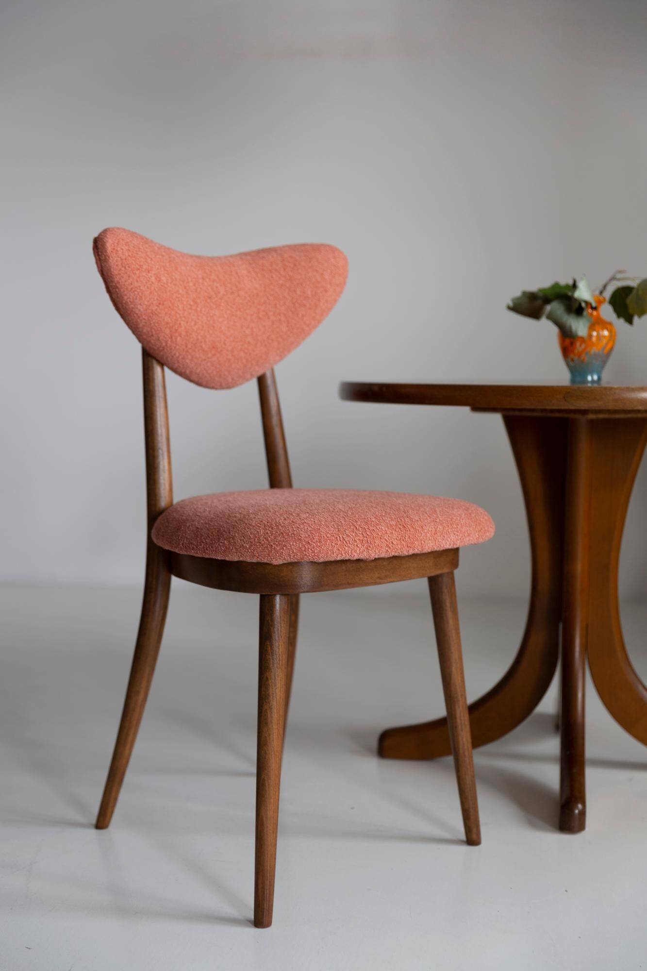 Vintage Heart Chair in Orange Velvet, Europe, 1960s