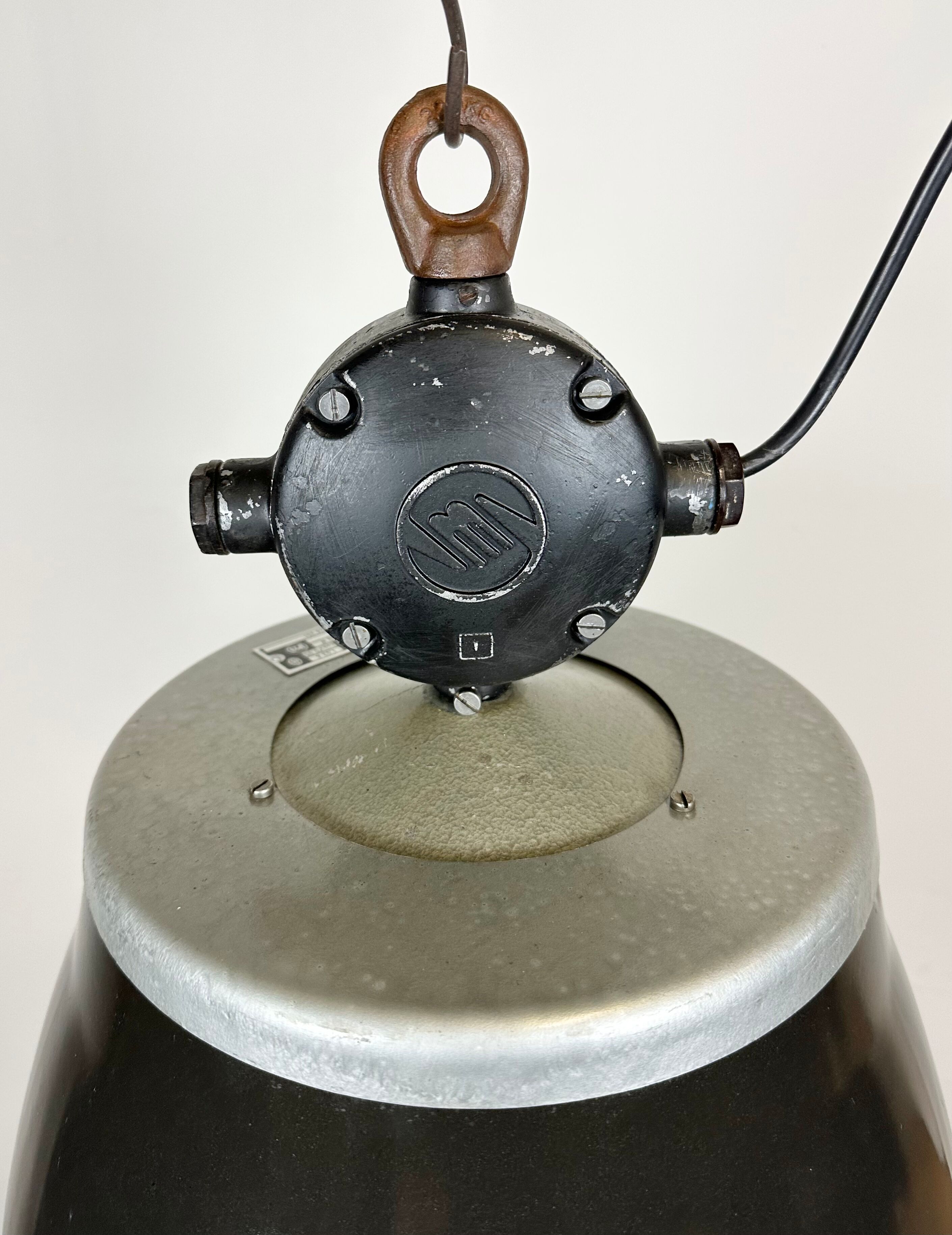 Industrial Black Enamel Factory Pendant Lamp, 1960s