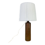 Lampe bouteille grès et abat jour laine vintage