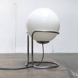 Vintage globe floor lamp in glass and chrome from the space age.