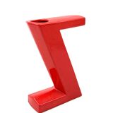 Space age red Z letter ceramic solifleur vase, Marcel Radureau France 1970
