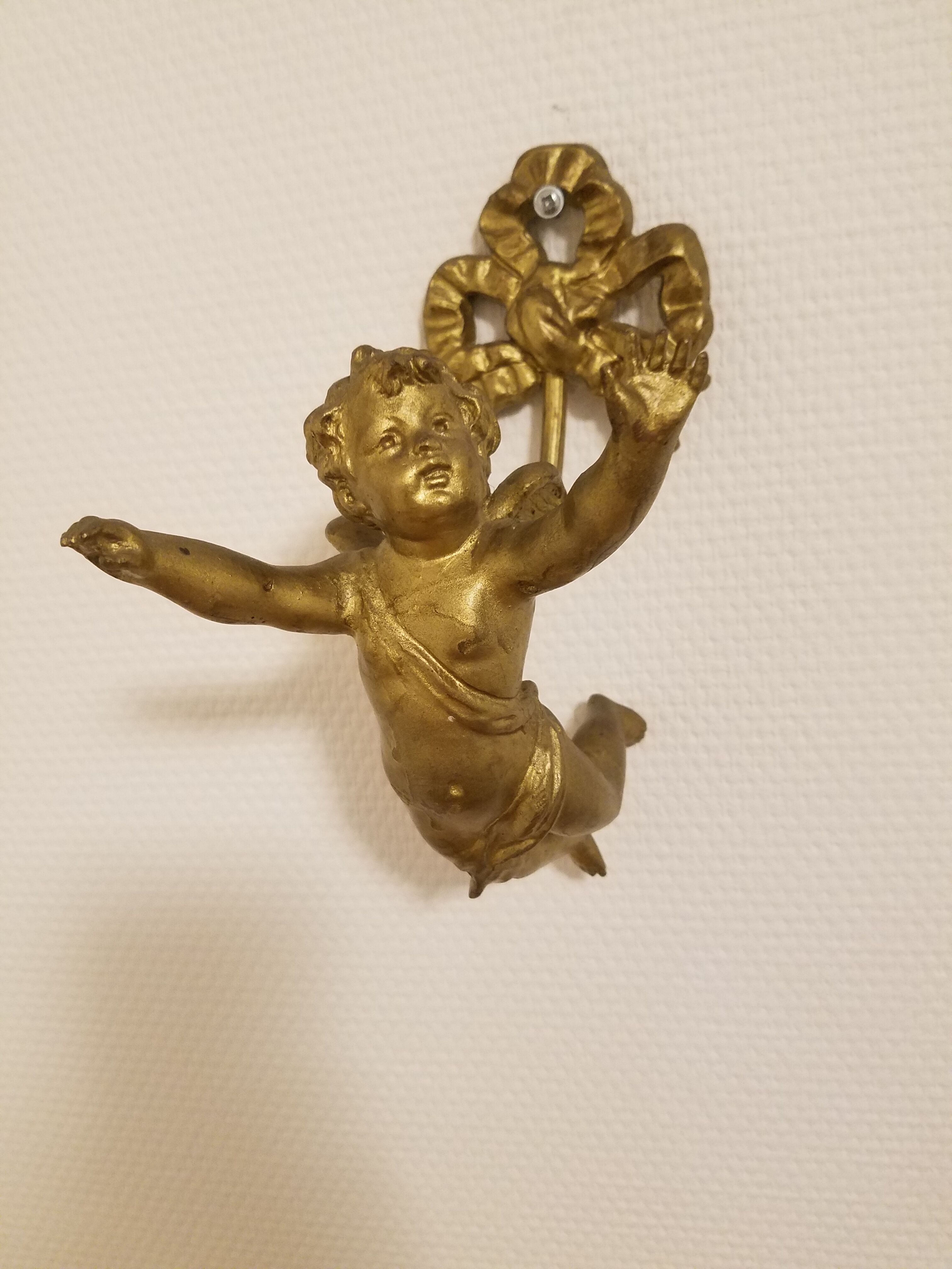 Hook in gilded bronze cherub or angelo