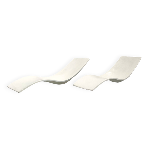 Paire de Transats Eurolax par Charles Zublena pour Les Plastiques de Bourgogne, 1960s