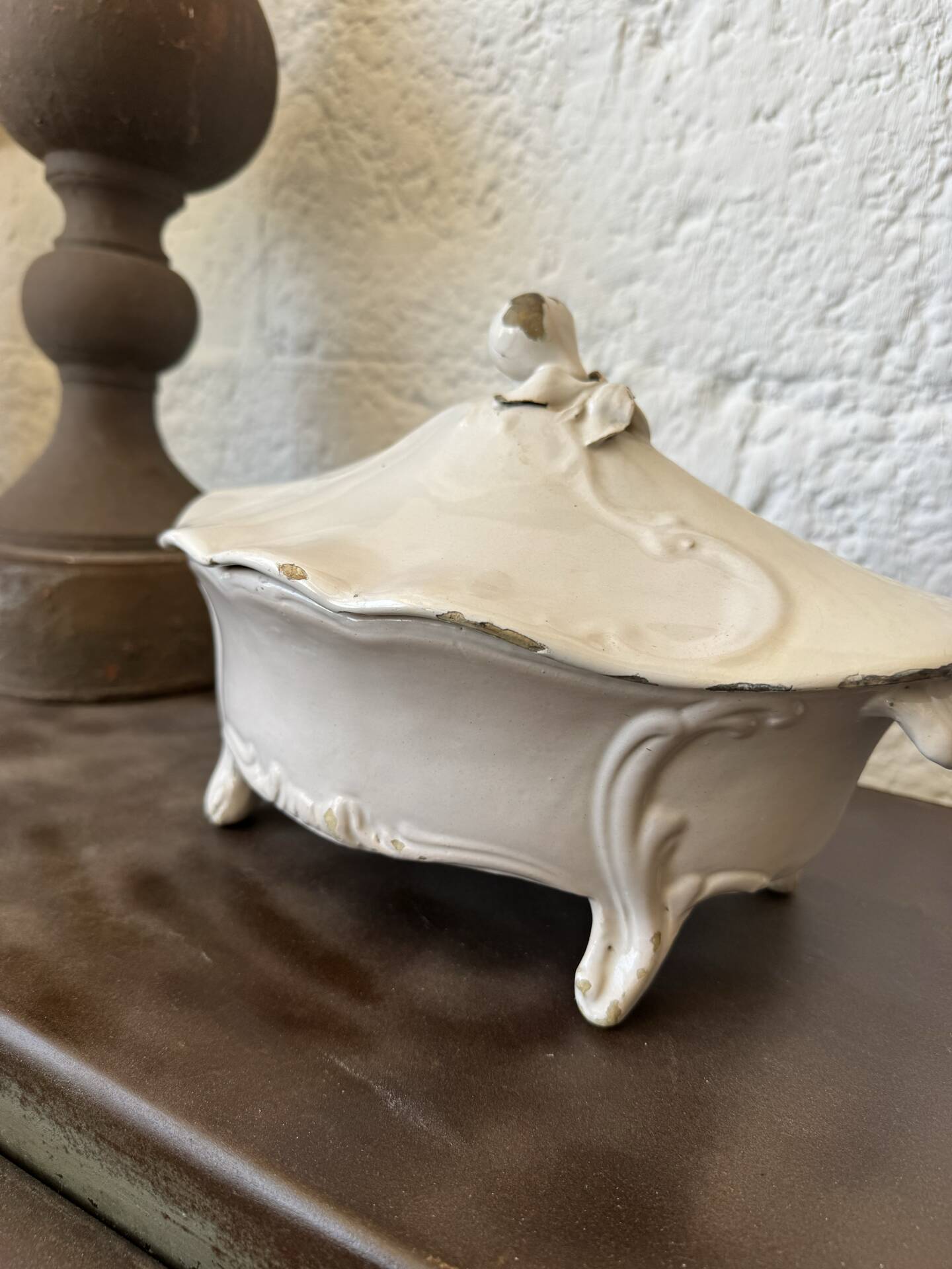 Moustiers earthenware vegetable dish 18th century