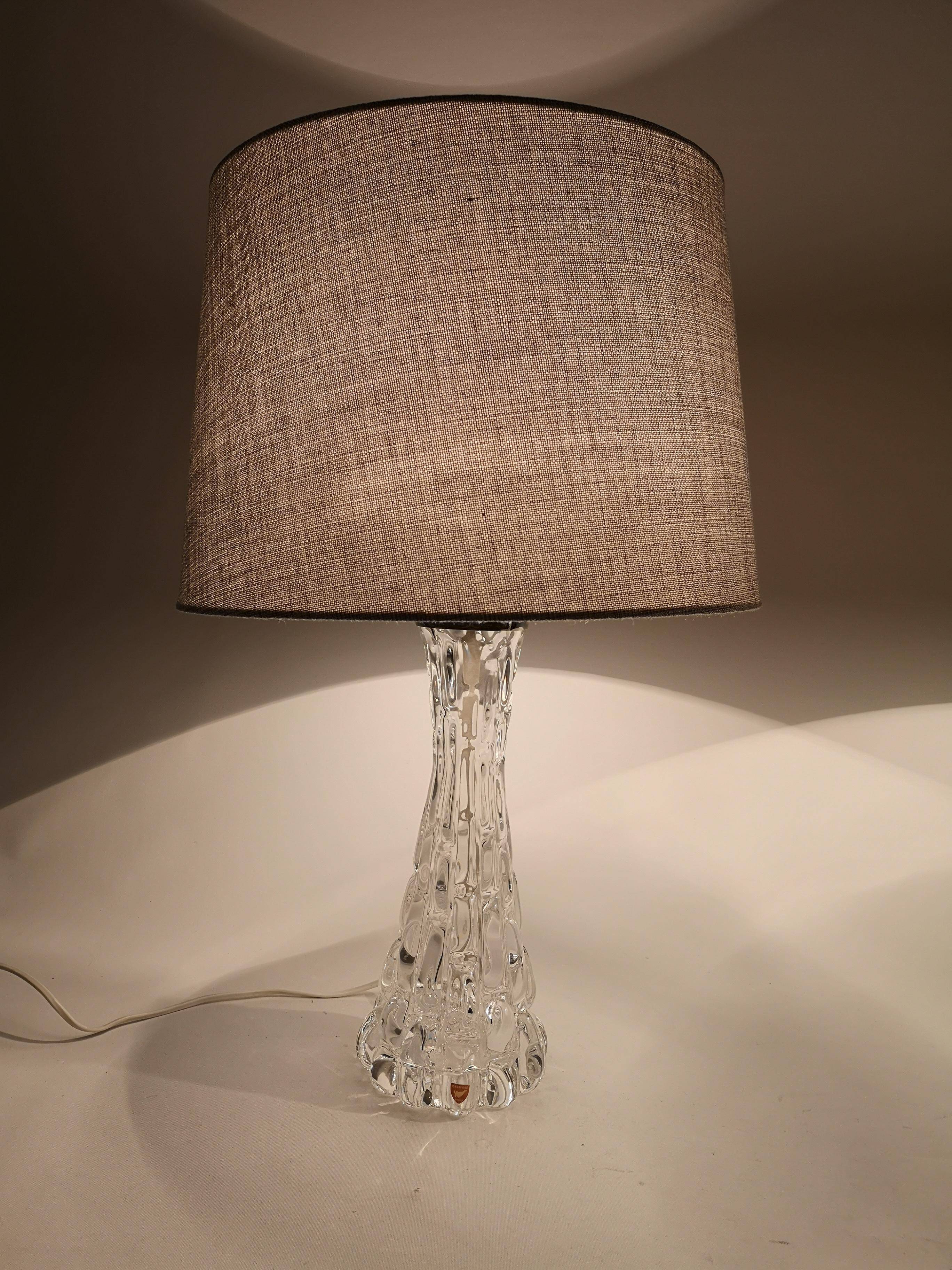 Mid-century Swedish crystal table lamps from Orrefors by Carl Fagerlund.