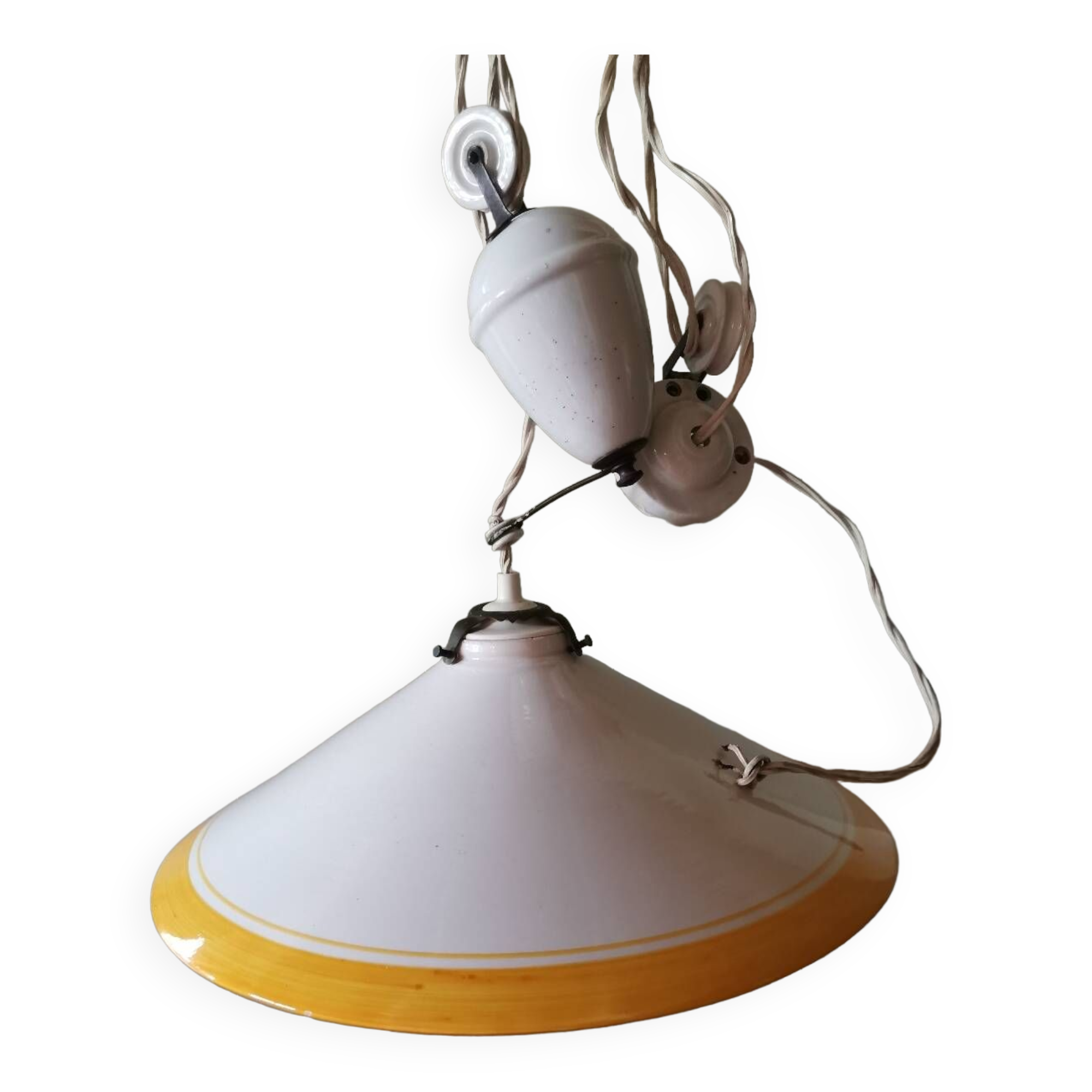 Supension vintage avec systeme céramique contrepoids électrique et griffe