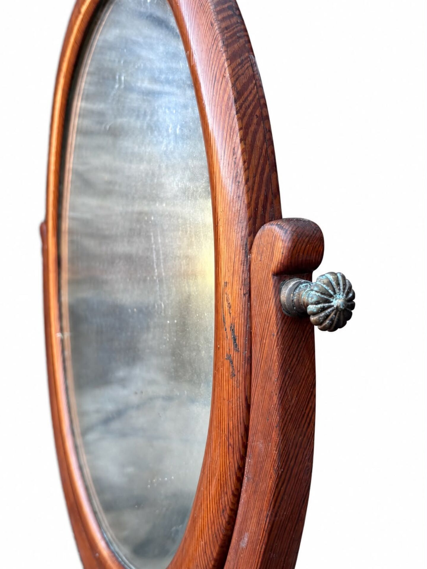 Barber's or shaving mirror on a Victorian stand. 19th century.