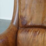 Vintage Armchair Made of Sheepskin Leather