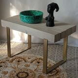 Table basse chevrons chêne massif artisanale