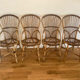 Lot 4 rattan chairs by Audoux & Minnet