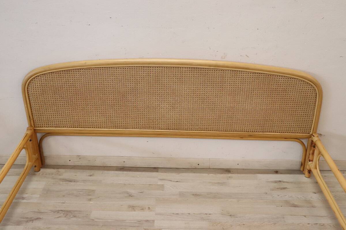 Bamboo and Vienna Straw Double Bed, 1980s