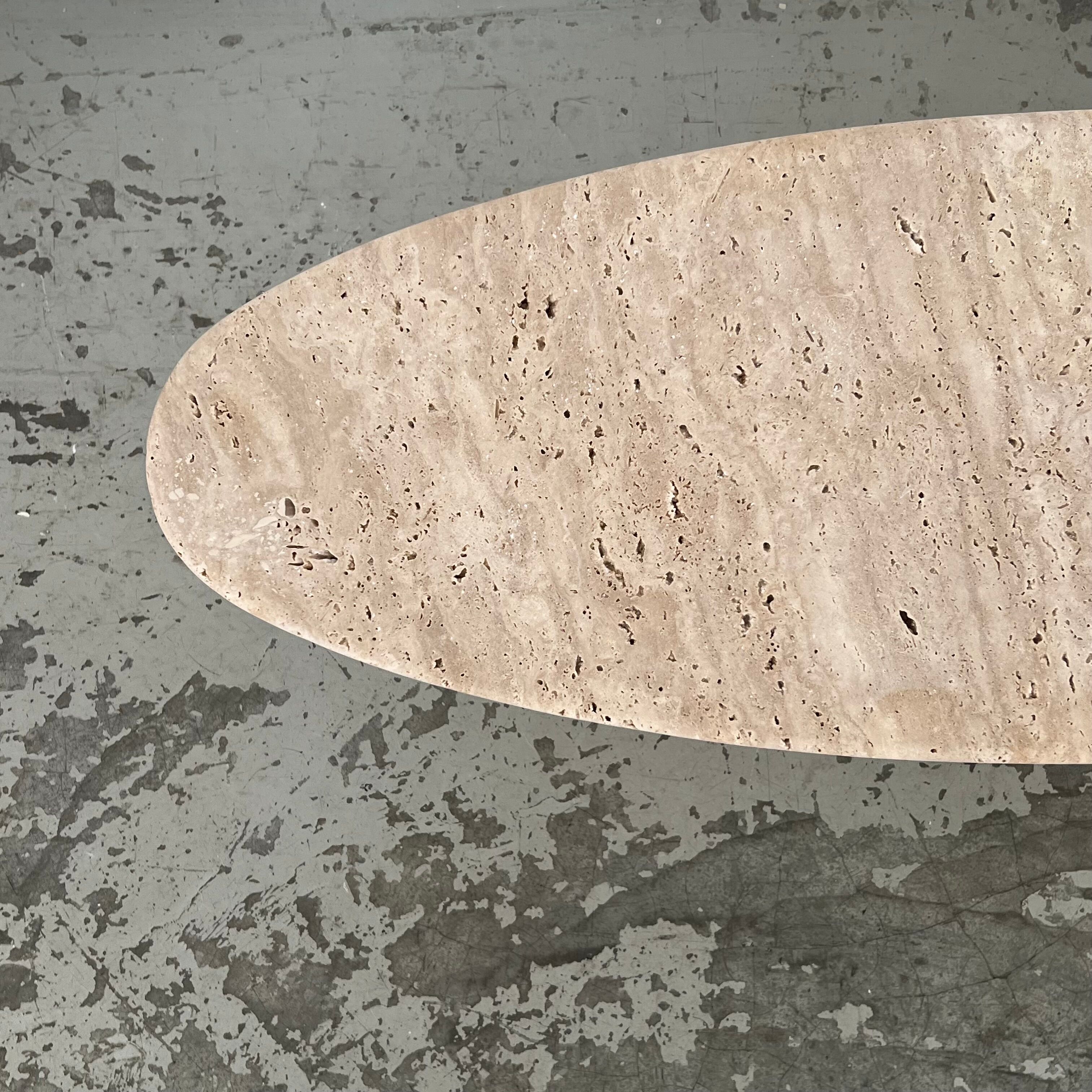 Oval travertine coffee table