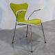 Bright green vintage chair with armrests, Fritz Hansen Series 7