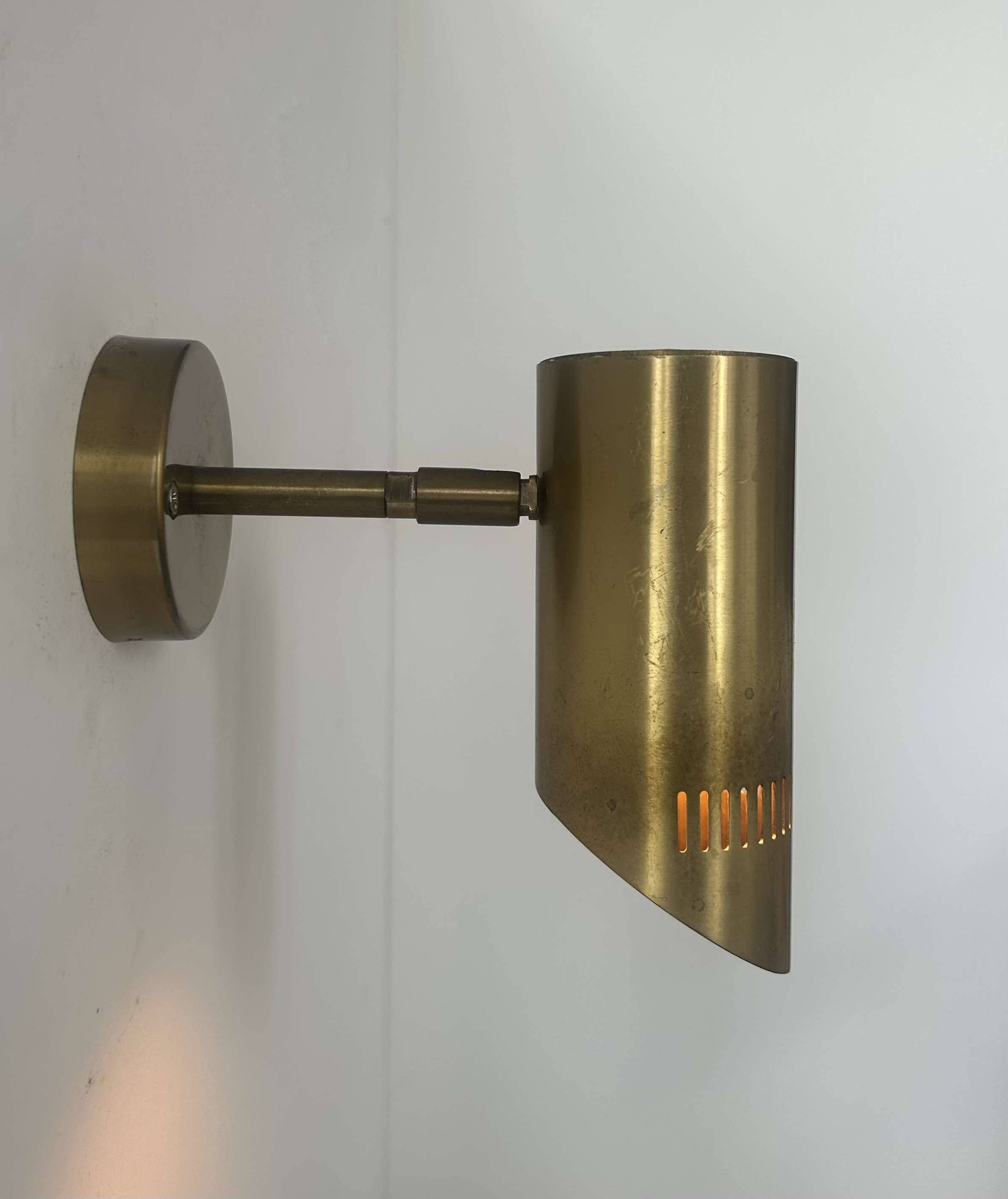 Vintage adjustable wall light, solid perforated brass, France 1960