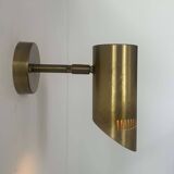 Vintage adjustable wall light, solid perforated brass, France 1960