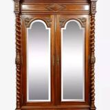 Renaissance hunting lodge bookcase in solid walnut