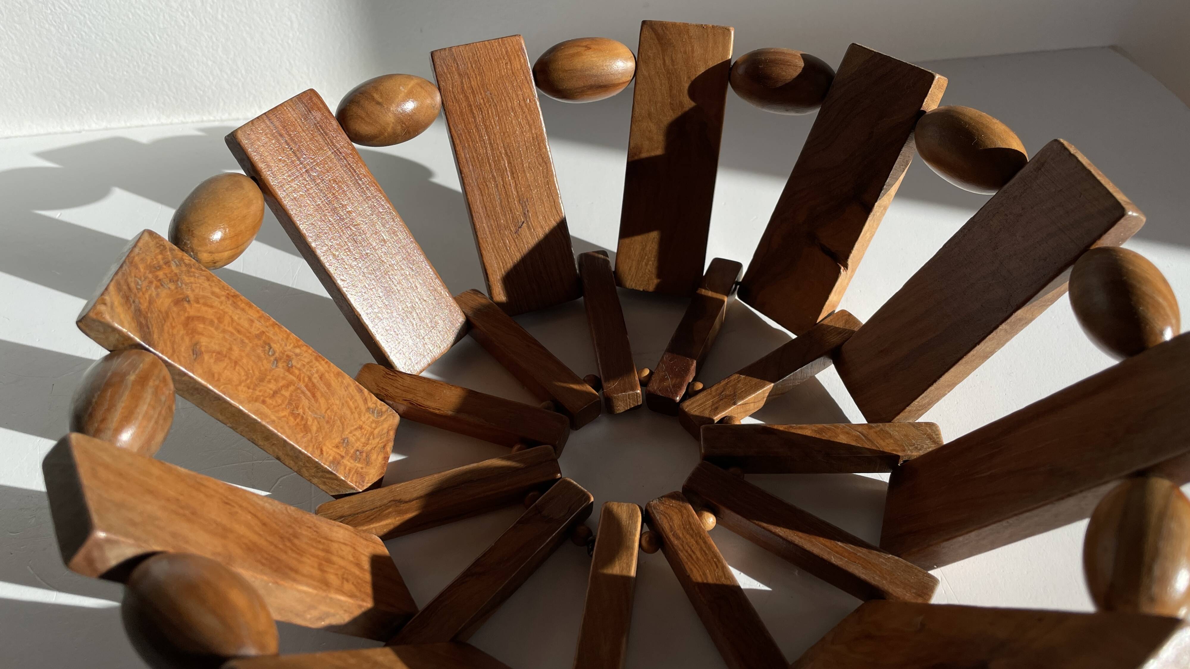 Vintage turned wooden table basket