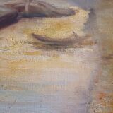 Oil on Canvas 19th Yvonac Annurey R "Barge"