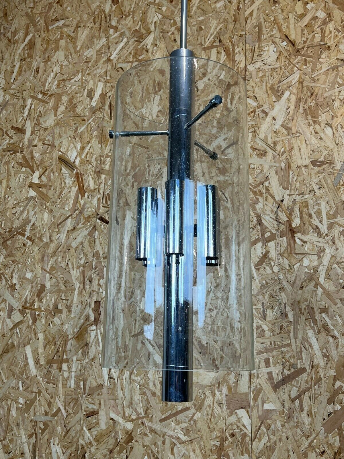 60s 70s Chandelier Huge Chandelier Pendant Lamp Limburg Glass & Chrome Design