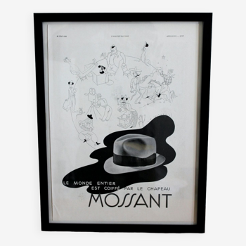 Chapeau Mossant - affiche pub boutique 1930
