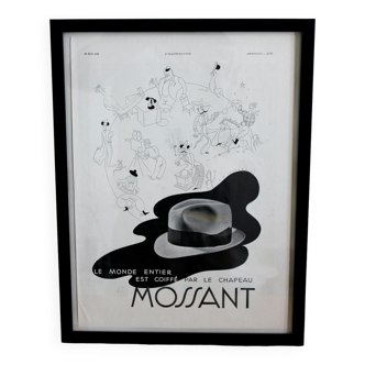 Chapeau Mossant - affiche pub boutique 1930