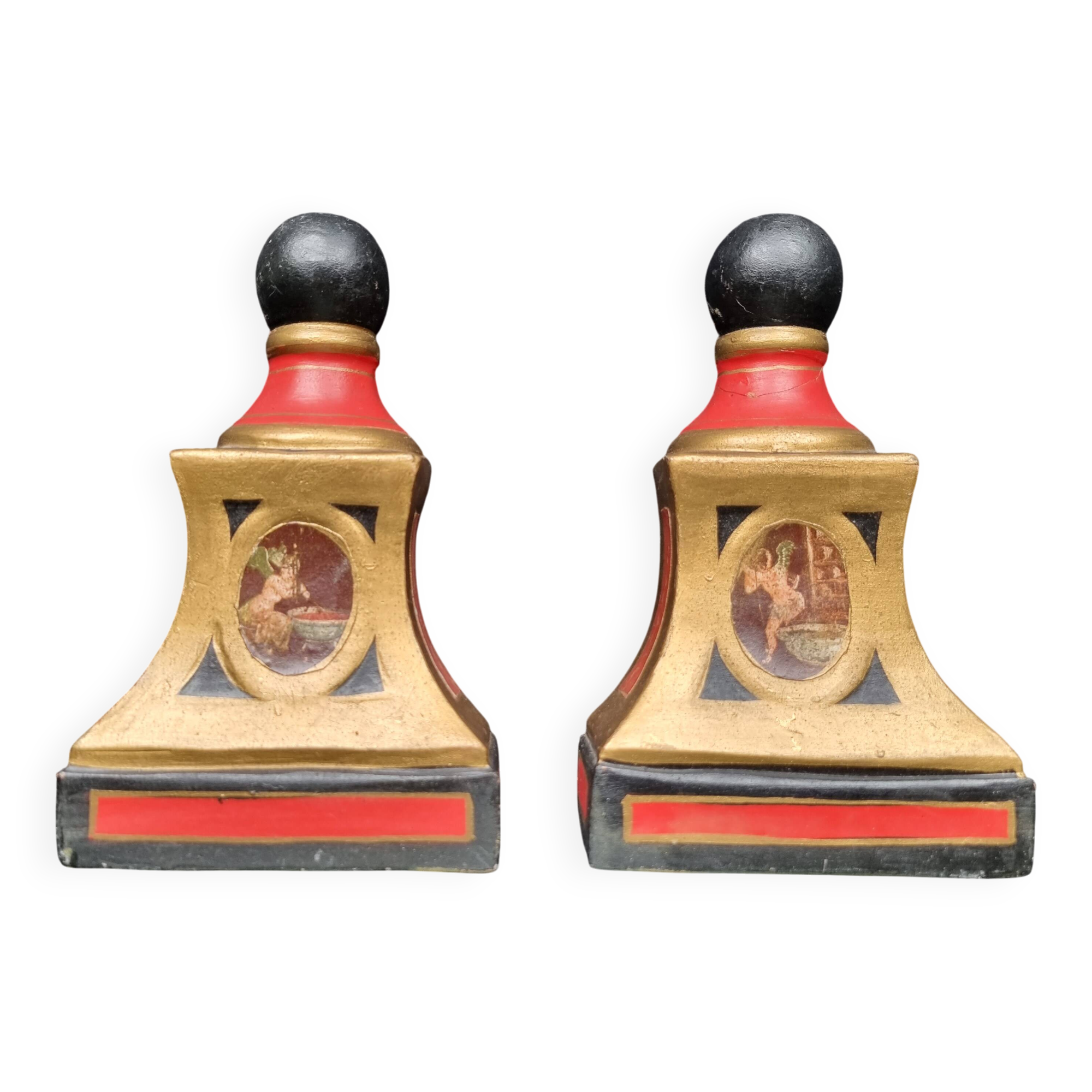 Rares serre-livres sculpturaux vintage de style Renaissance italienne, pein