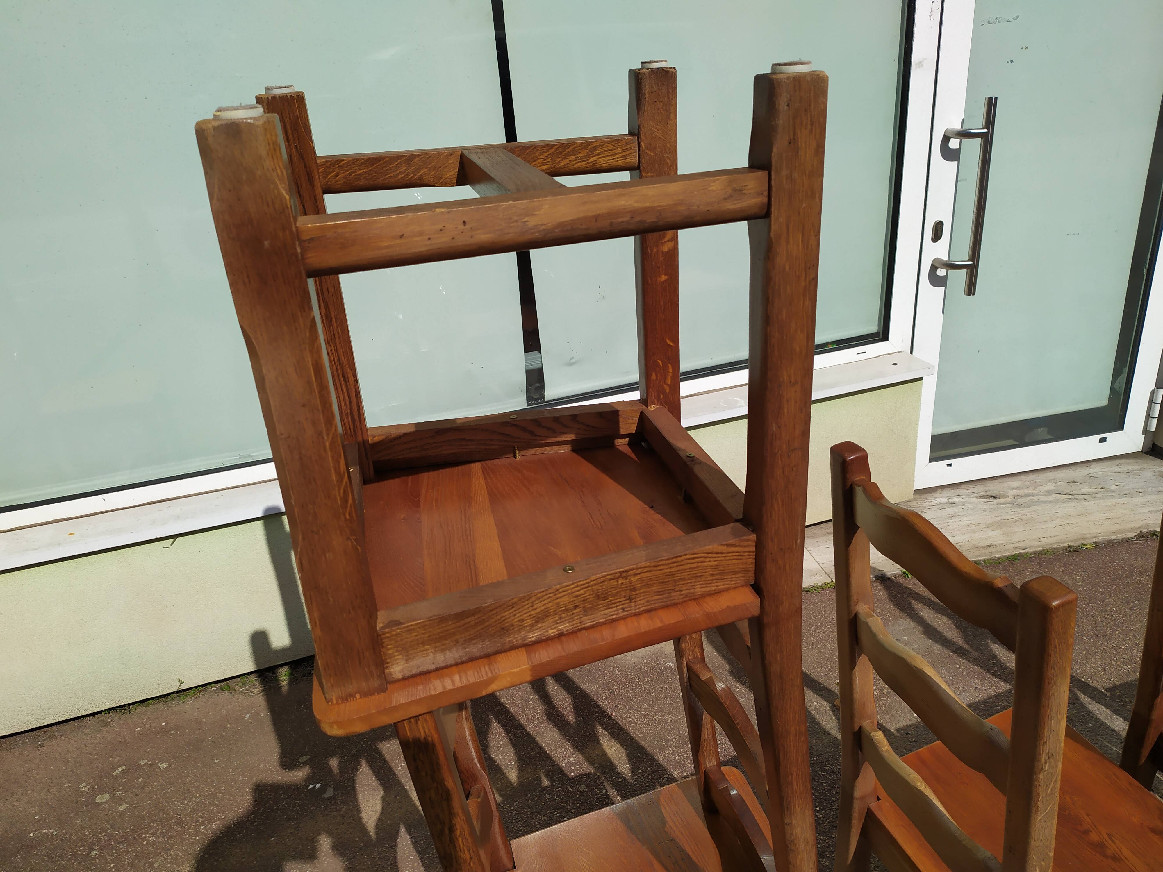 Set of 6 solid oak wood chairs - ferme compagne montage