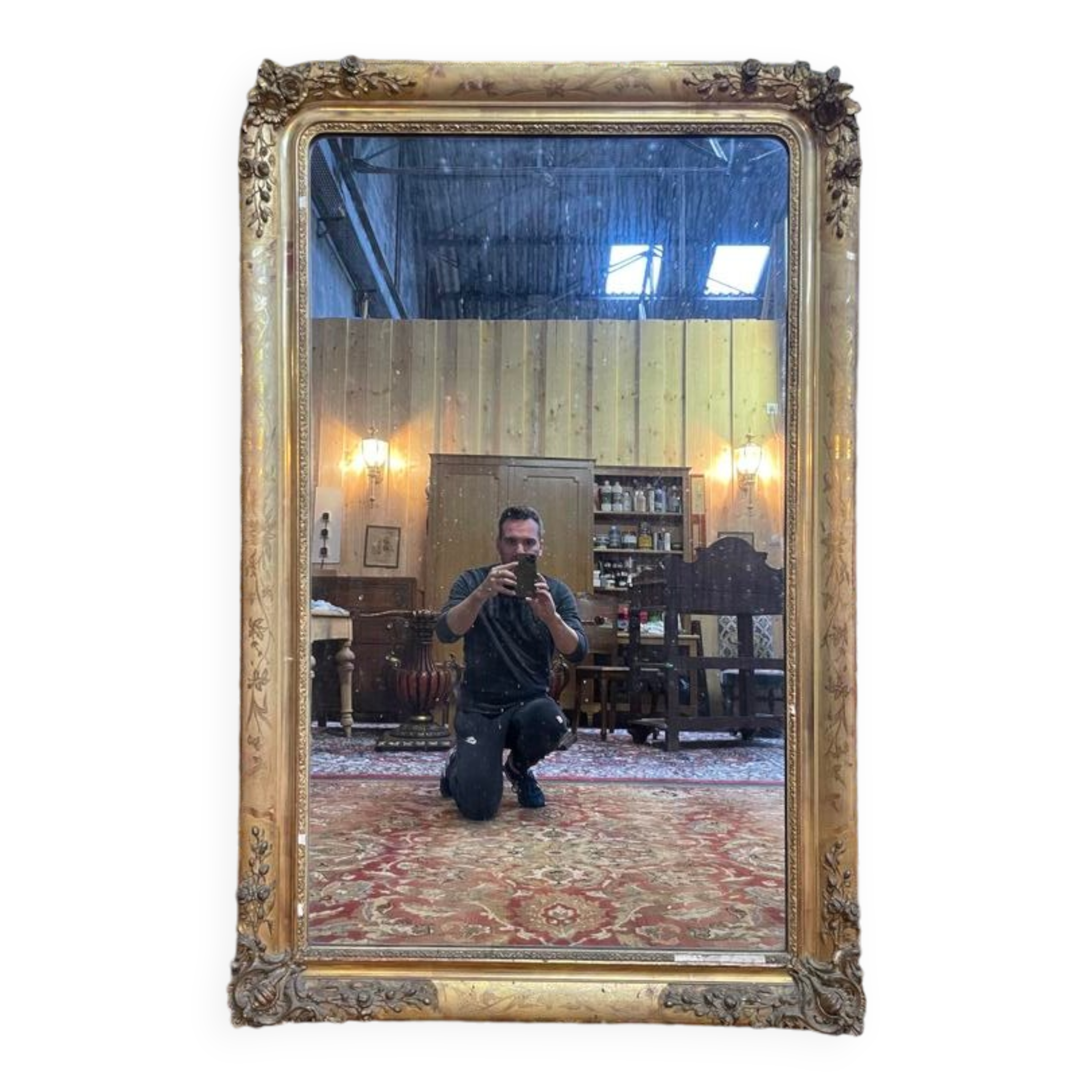 Miroir de style Napoléon III en bois doré