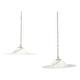 Pair of 1970s Italian Murano Opaline Glass and Brass Pendant Lights