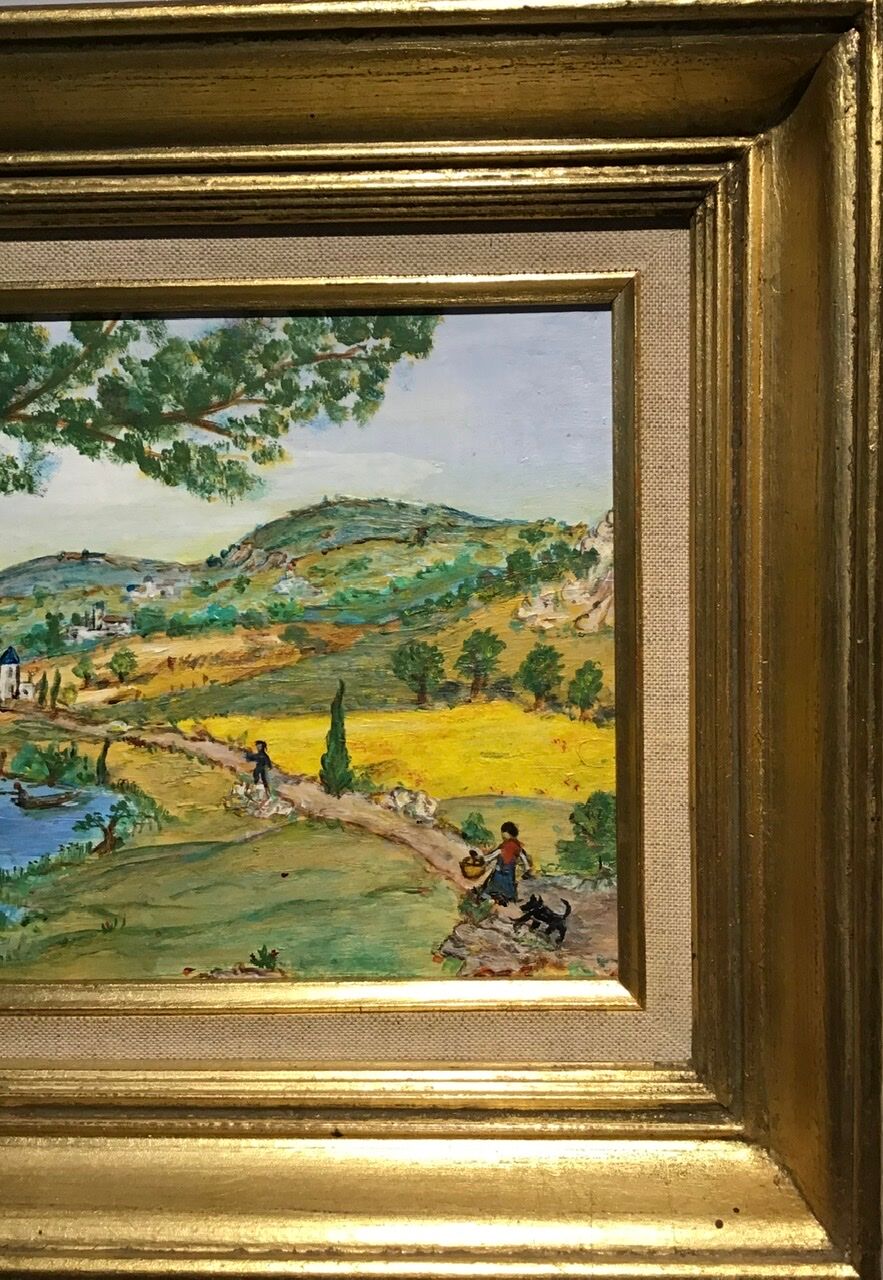 Ancient Tuscan landscape painting dated 1989