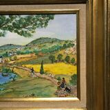 Ancient Tuscan landscape painting dated 1989