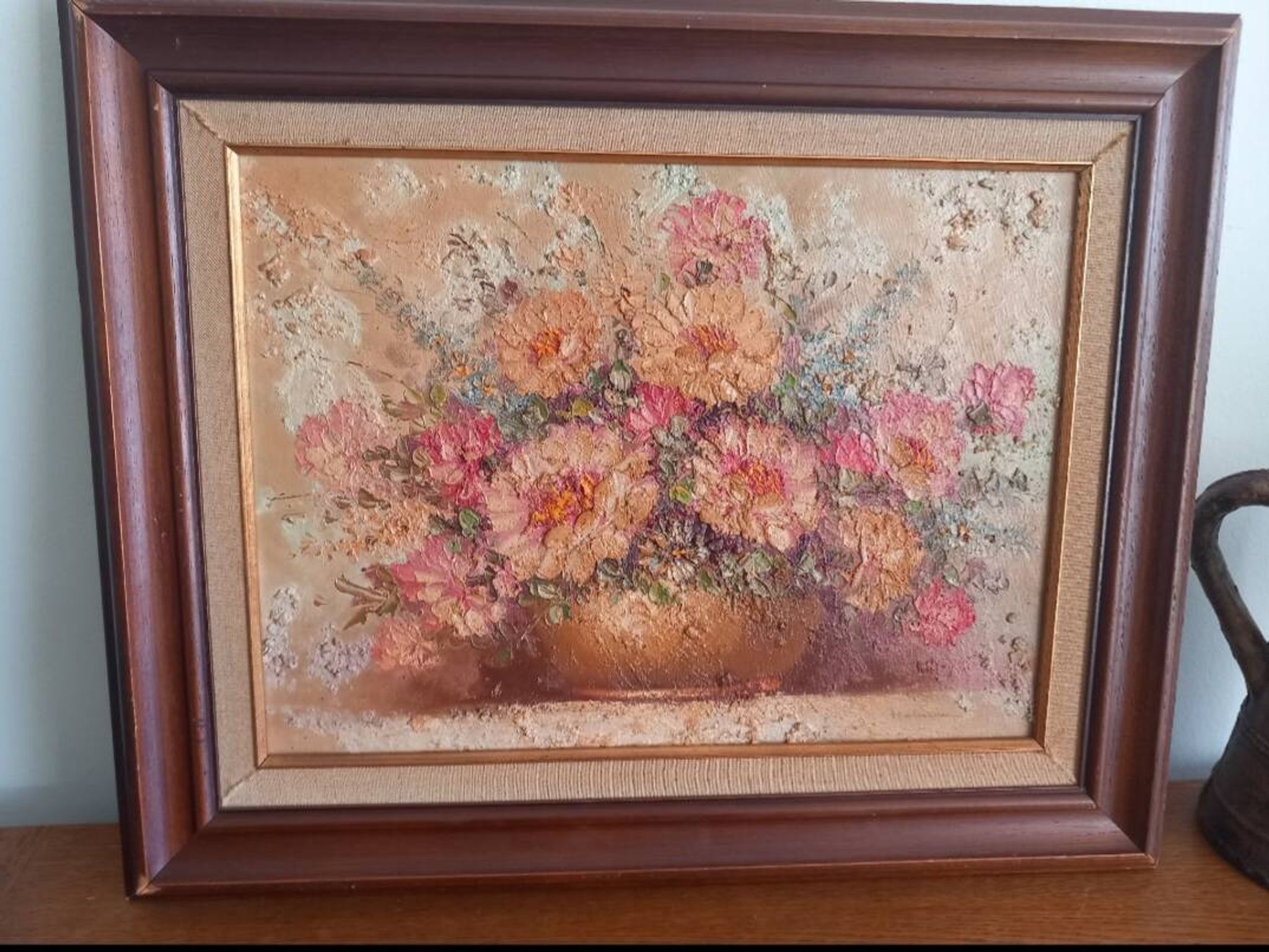 Oil on canvas "Roses" – HELMAN – Vintage Impasto with knife