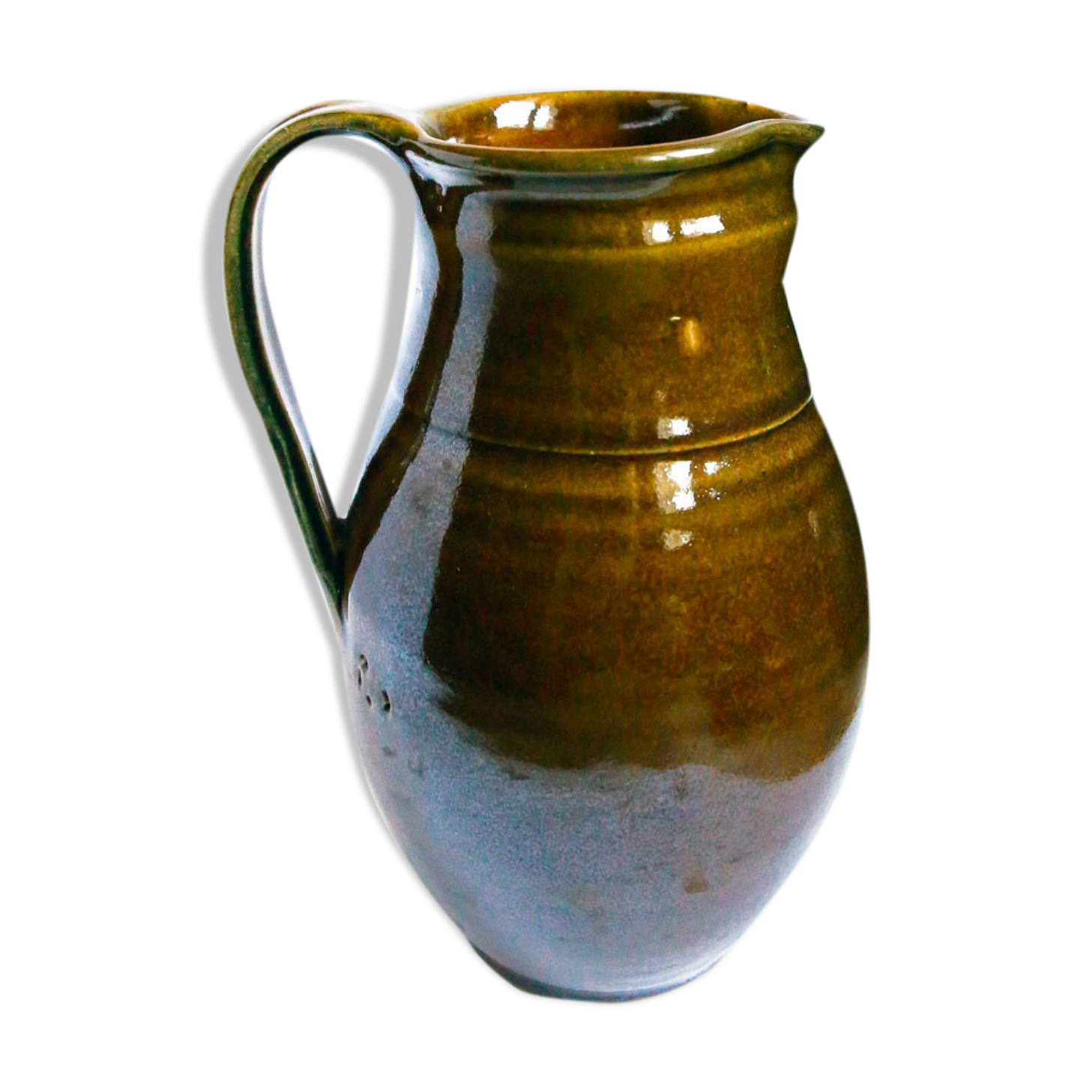 Pitcher of sandstone glaze degraded with chestnut and ochre