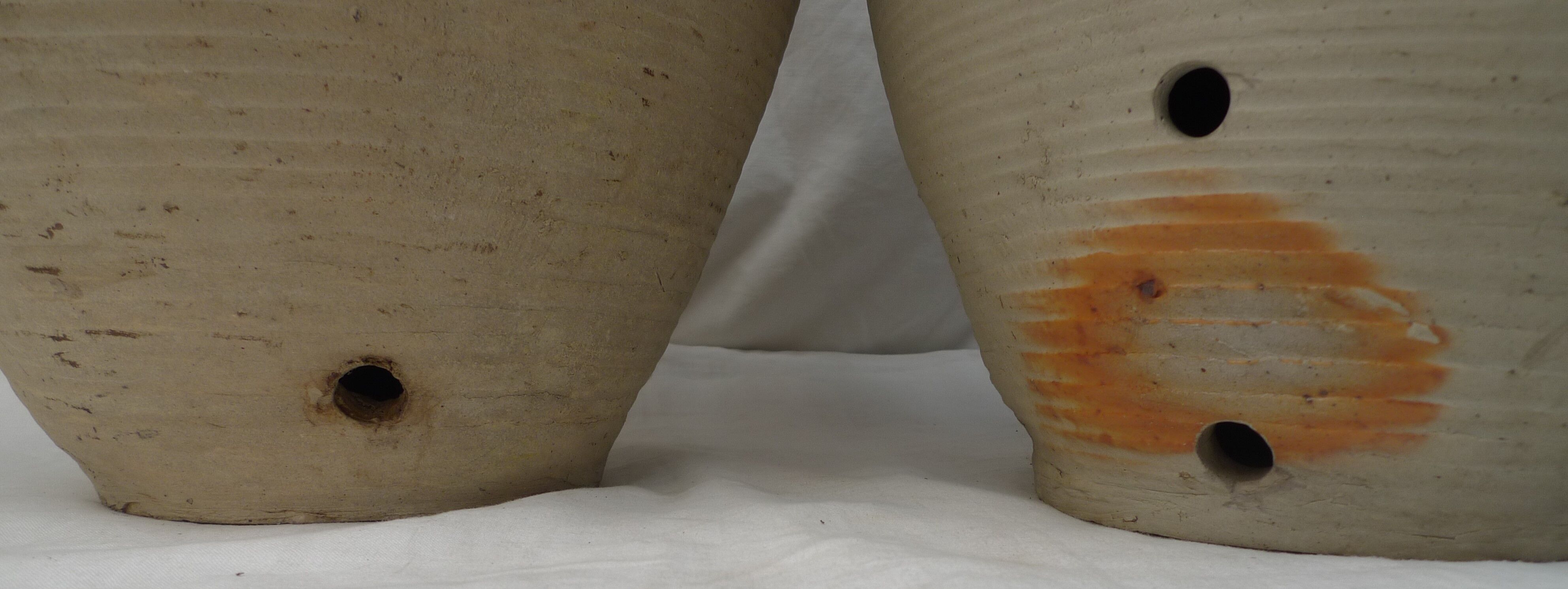 Pair of sandstone oil jars