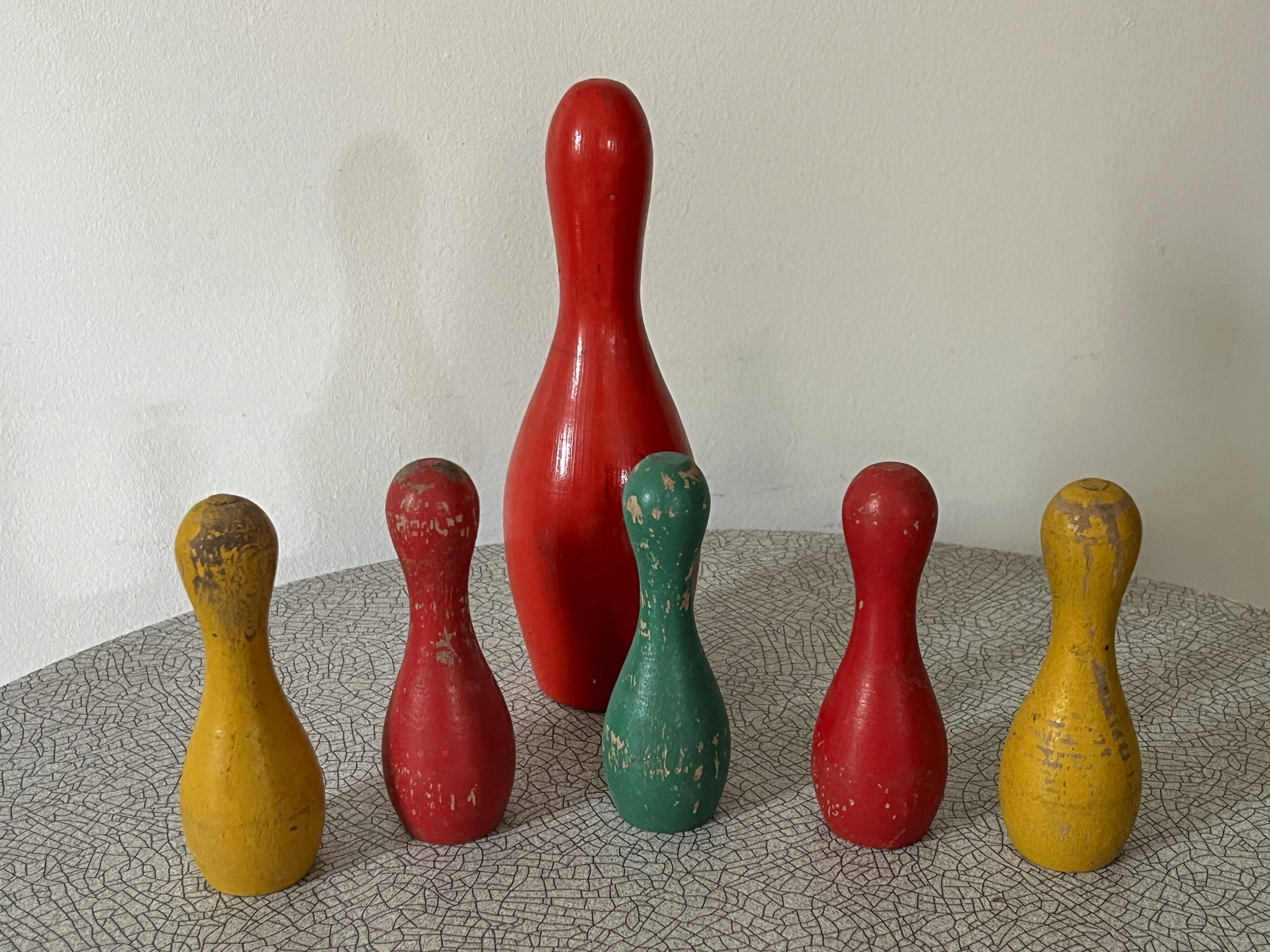 Set of old wooden bowling alleys