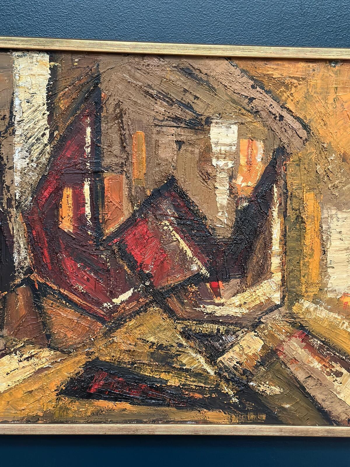 Original Swedish Oil on Panel – “Komposition” by Kenneth Larsson – Signed