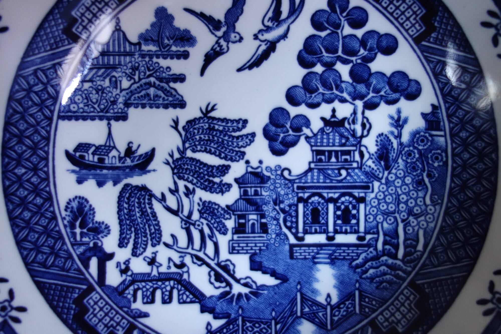 6 Willow blue English porcelain bowls