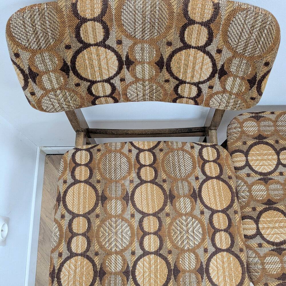 5 vintage oak chairs & original fabric