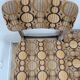 5 vintage oak chairs & original fabric
