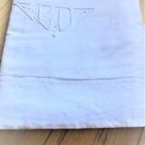 Flat sheet in mixed canvas lin/cotton day ladder, hand embroidered, canvas by gérardmer